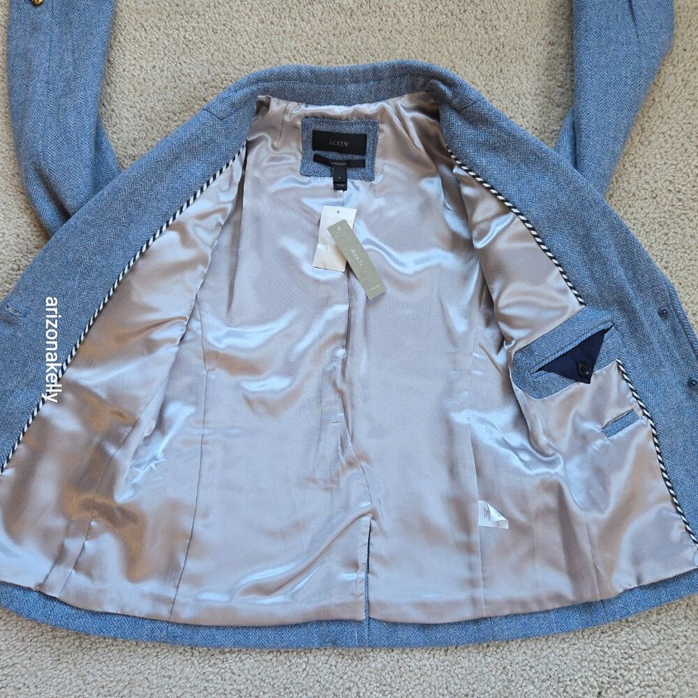 NWT J.Crew Schoolboy Blazer Wool Herringbone Blue Size 2 - Picture 7 of 12